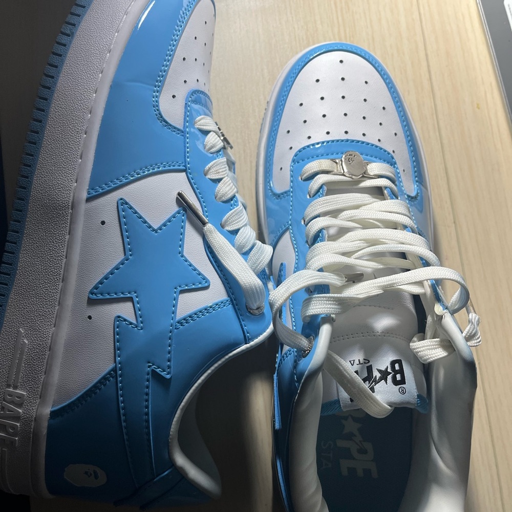 Bape Sneakers - blue and white authentic bathing ape sneakers with box